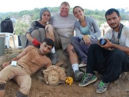 Michael Hoff (third from left), Hixson-Lied professor of art history at the University of Nebraska-Lincoln, with Turkish students who found a Medusa's head at the Antiochia ad Cragum archaeological site in Turkey in 2015.