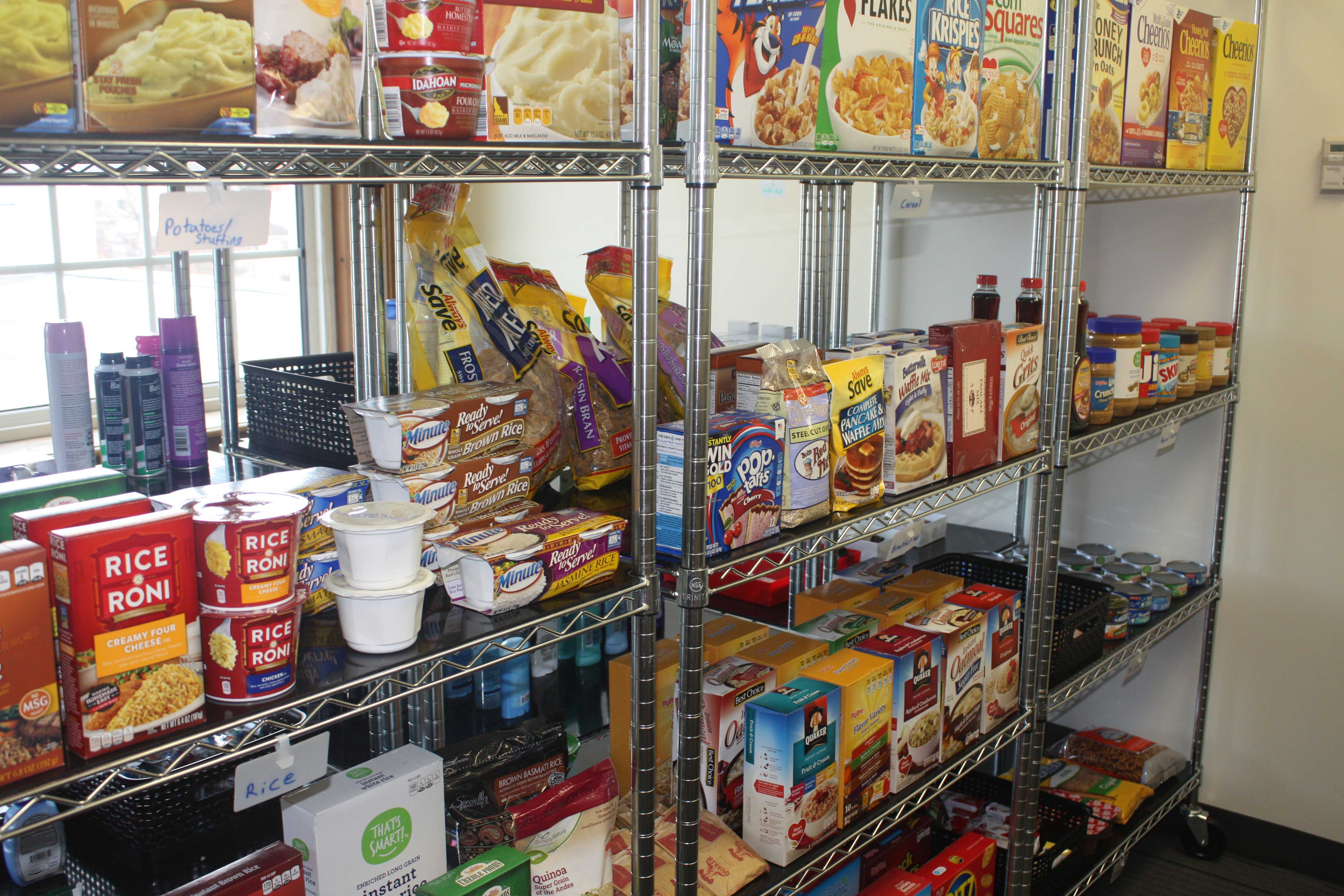 The pantry shelves were fully stocked and ready to assist students at the grand opening in January.