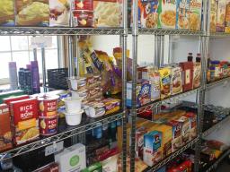 The pantry shelves were fully stocked and ready to assist students at the grand opening in January.