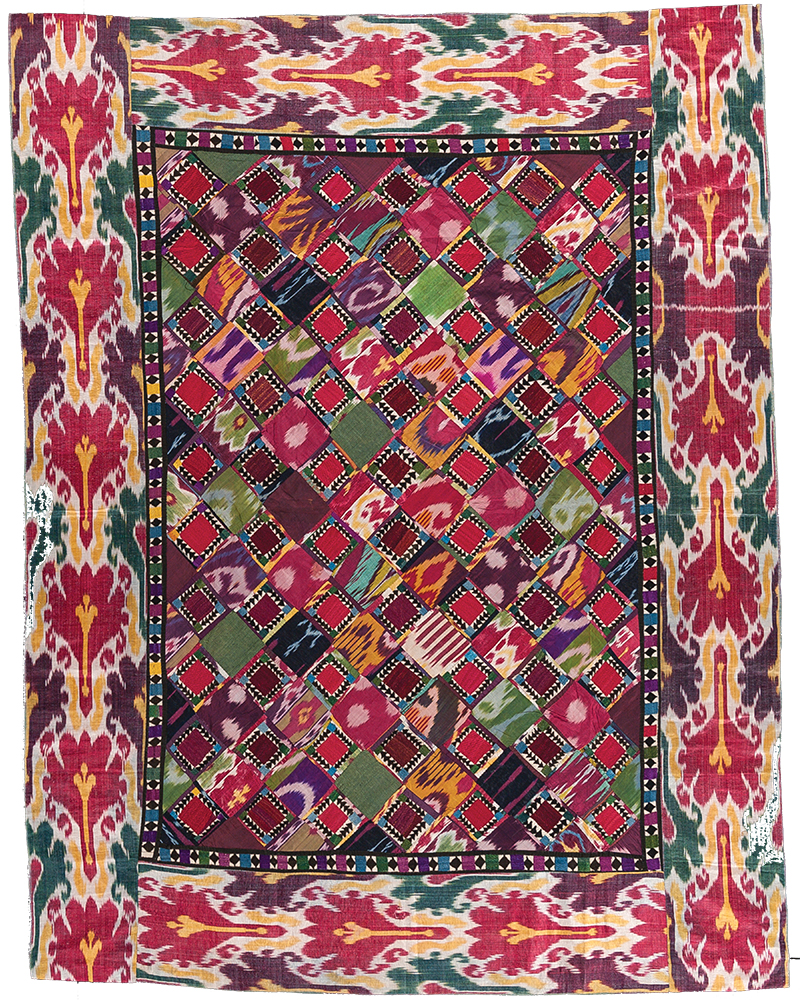 This patchwork wall hanging made in Uzbekistan circa 1870-1880 is one of dozens of pieces featured in "Sacred Scraps: Quilt and Patchwork Traditions of Central Asia," which is now showing at the International Quilt Study Center & Museum.