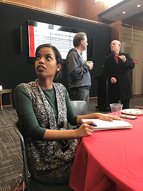 Alisha Tesfalem graduated May 5. As part of her student affairs graduate assistantship, she coordinated several diversity and inclusion training sessions for CEHS faculty and staff, including this one Jan. 27, 2017.