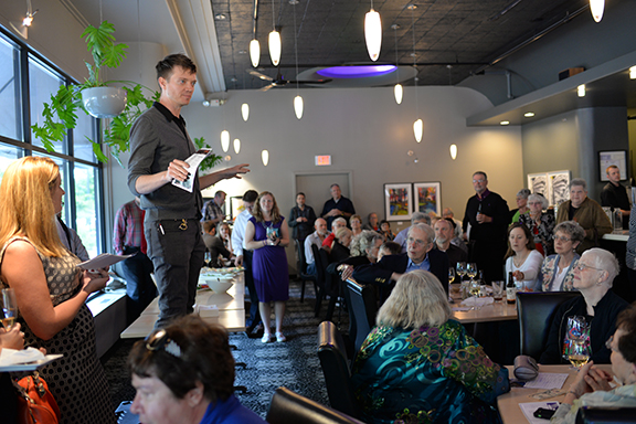 Nebraska Repertory Theatre Artistic Director Andy Park announces the season on May 11. Photo by Michael Reinmiller.