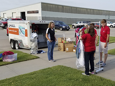 4-H staff transport all Lancaster County 4-H static exhibits for the Nebraska State Fair to Grand Island and back
