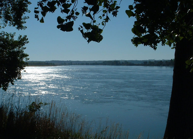 The Missouri River flows past Yankton Riverside Park in Yankton, S.D.