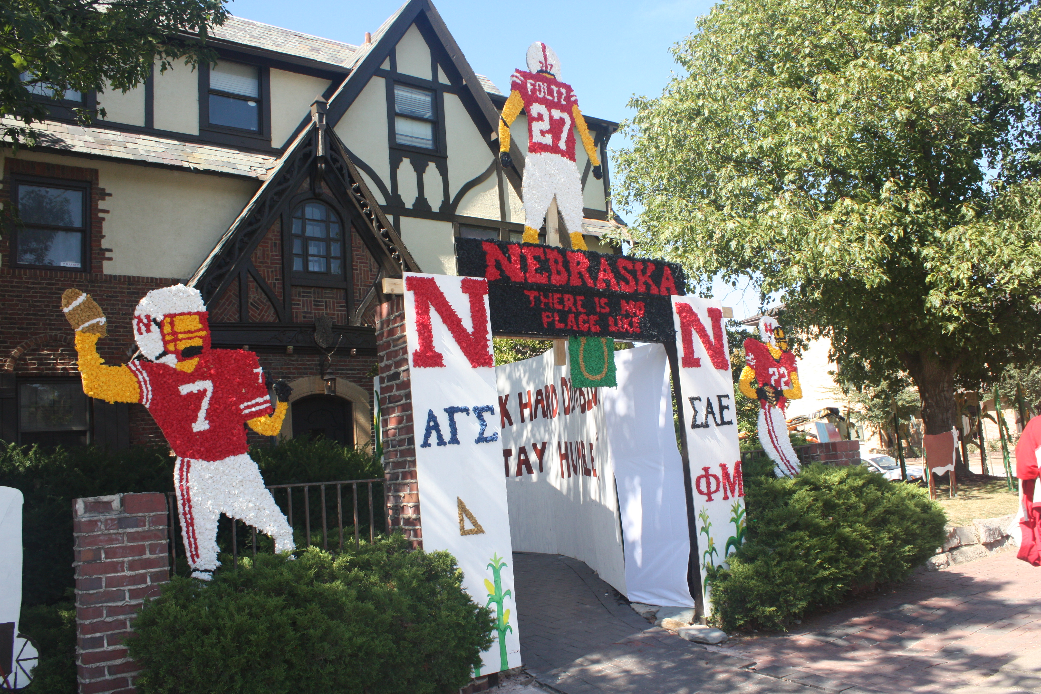 Lawn decorations are a traditional part of the homecoming competition for the Greek community.