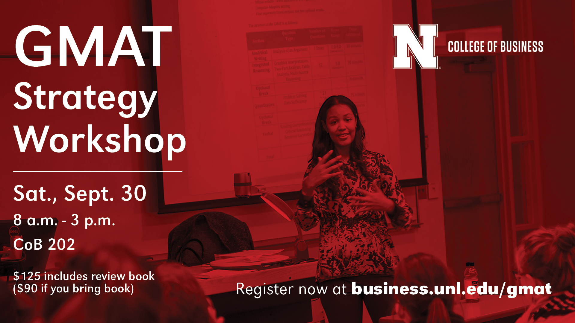 GMAT Strategy Workshop is Sept. 30.
