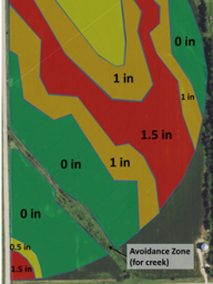 Prescription map used with variable rate irrigation
