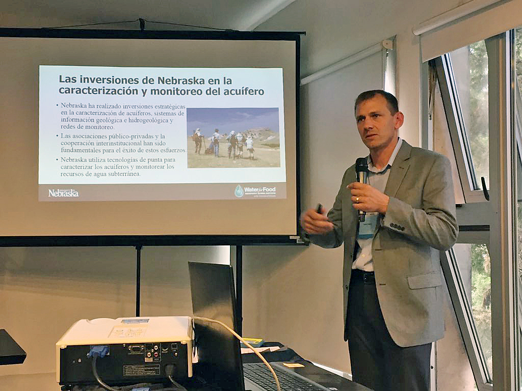 Jesse Korus delivers his presentation during a recent agriculture workshop with Argentina. | Courtesy image