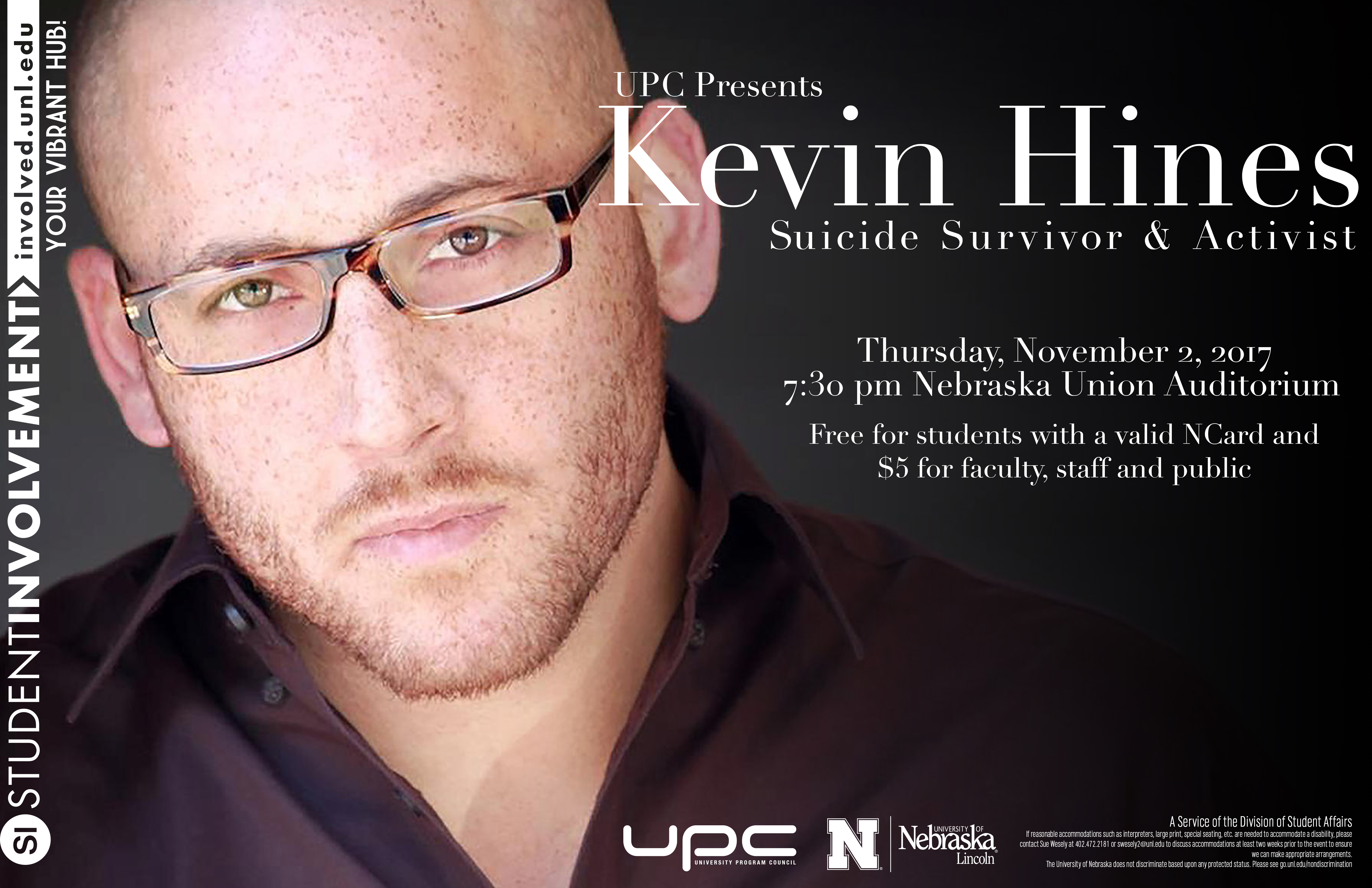 UPC Presents: Kevin Hines, suicide survivor and activist