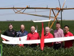 Unmanned Aircraft Research Team: (left to right) Joe Luck, Christopher Neale, Wayne Woldt, George Meyer, Derek Hereen, Yufeng Ge, (inset) Eric Frew. | Courtesy Water for Food Global Institute