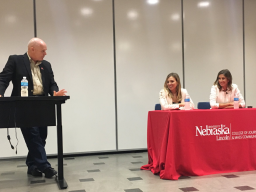The co-founders were visiting the University of Nebraska as part of the Nebraska Women’s Leadership fall conference hosted by the Nebraska Alumni Association. Weisber and Zakin stopped by the CoJMC after the conference.