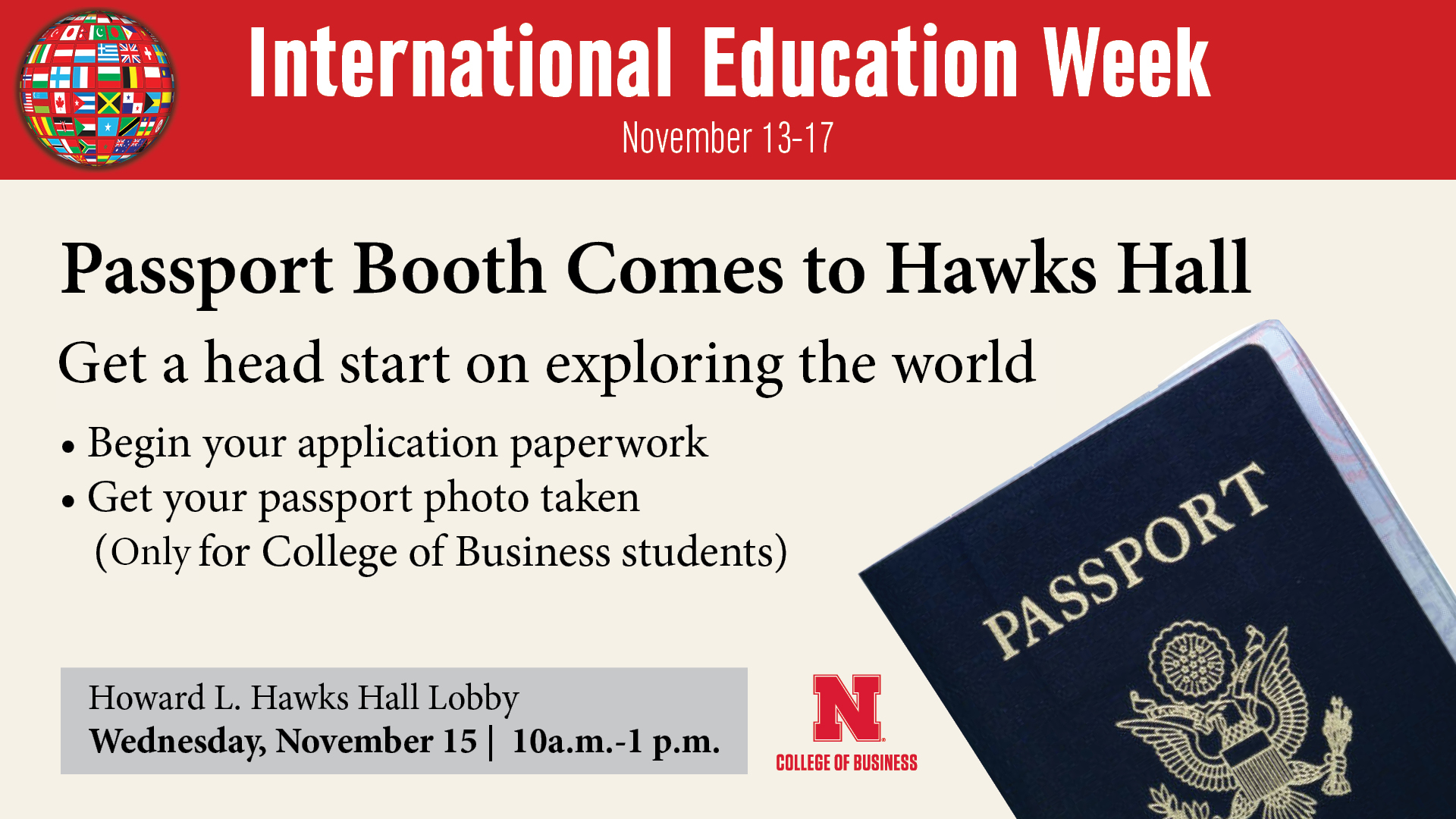Start your passport application in Hawks Hall