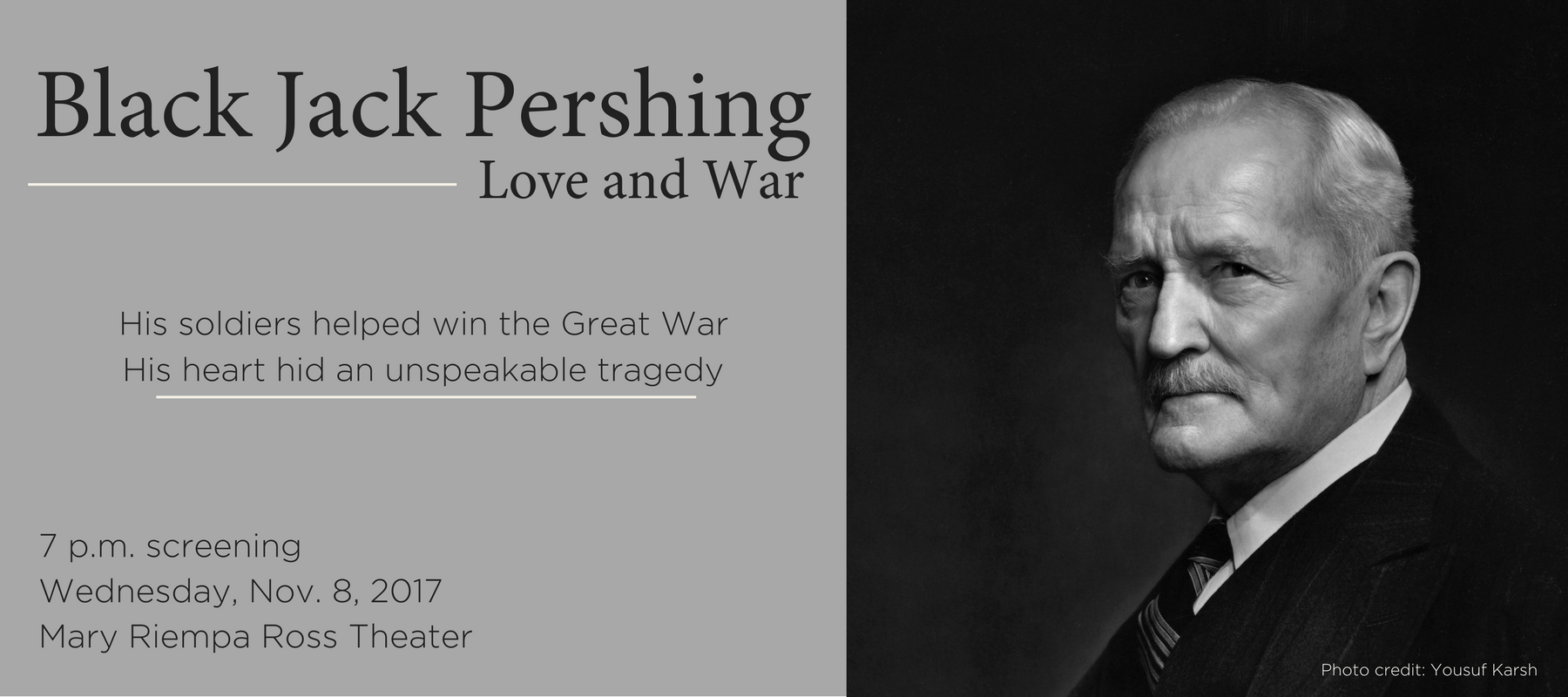 There will be a sneak preview and discussion of “Black Jack Pershing: Love and War” on Wednesday Nov. 8, at 7 p.m. at the Mary Riepma Ross Media Arts Center. 