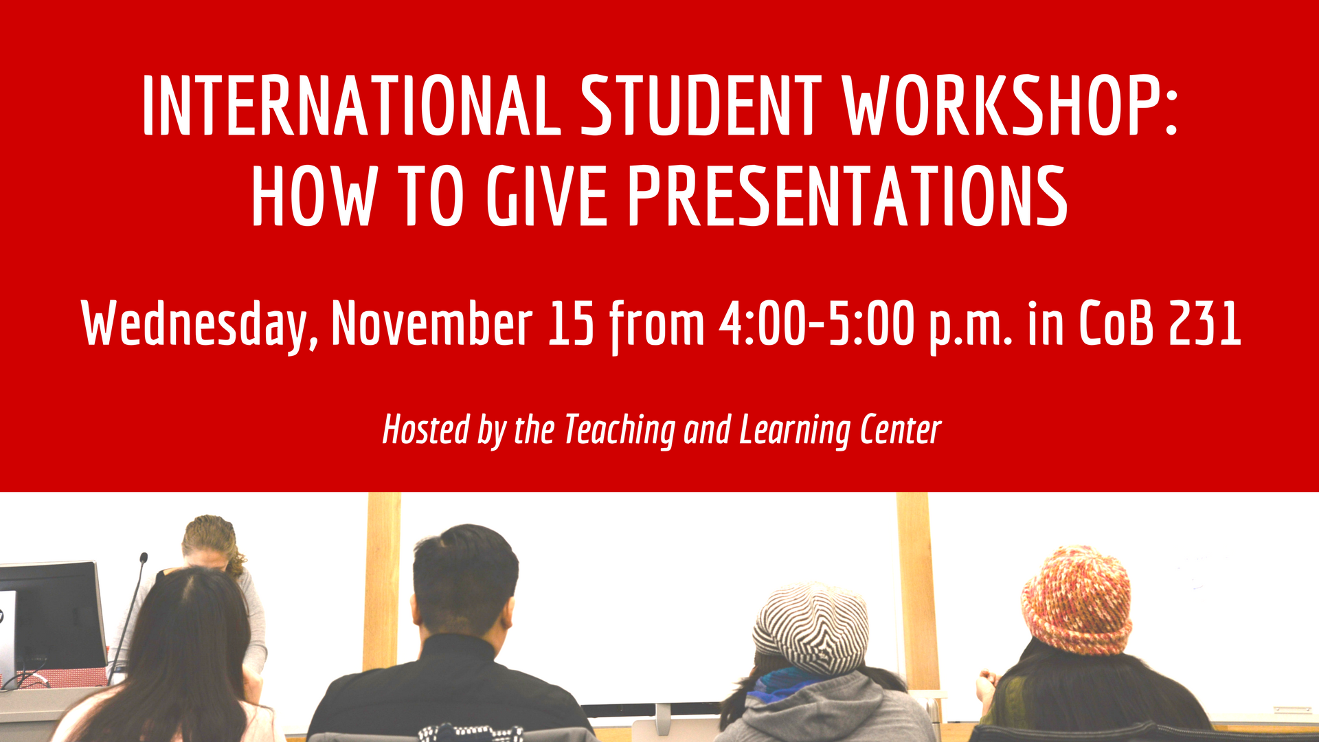 Workshop on Giving Presentations is November 15.