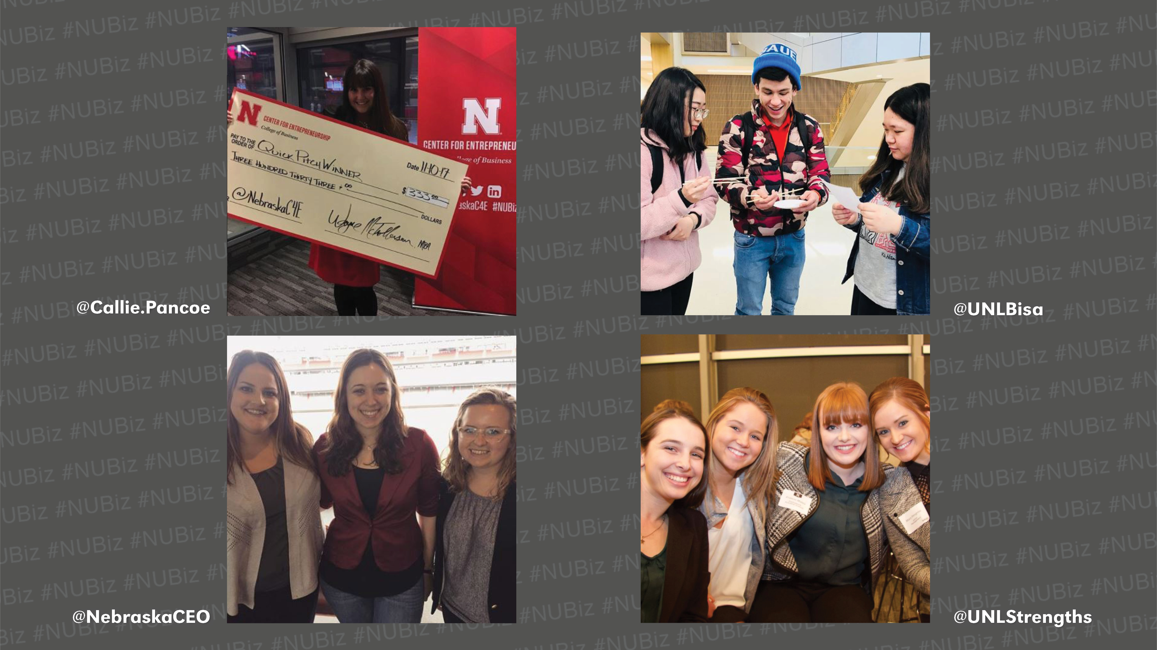 Tag your photos on Instagram and Twitter with #NUBiz to be featured next week. 