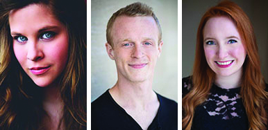 Left to Right:  Angela Gilbert, Nathaniel Sullivan and Kayla Wilkens are national semifinalists for the NATS Musical Theatre Competition.