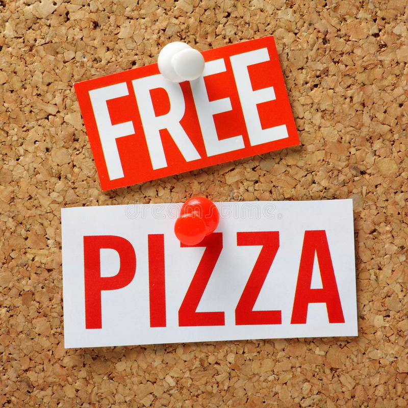 Free pizza is available at the event while supplies last.