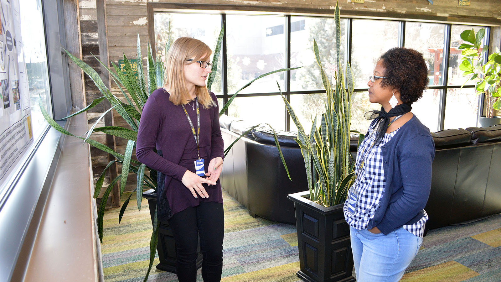 Anastasia Madsen presents her research on how weather affects detection of coyotes by camera traps during the 2018 Cabela's Apprentice Poster Session at the retailer's loyalty headquarters in Lincoln, Nebraska. | Shawna Richter-Ryerson, Natural Resources 