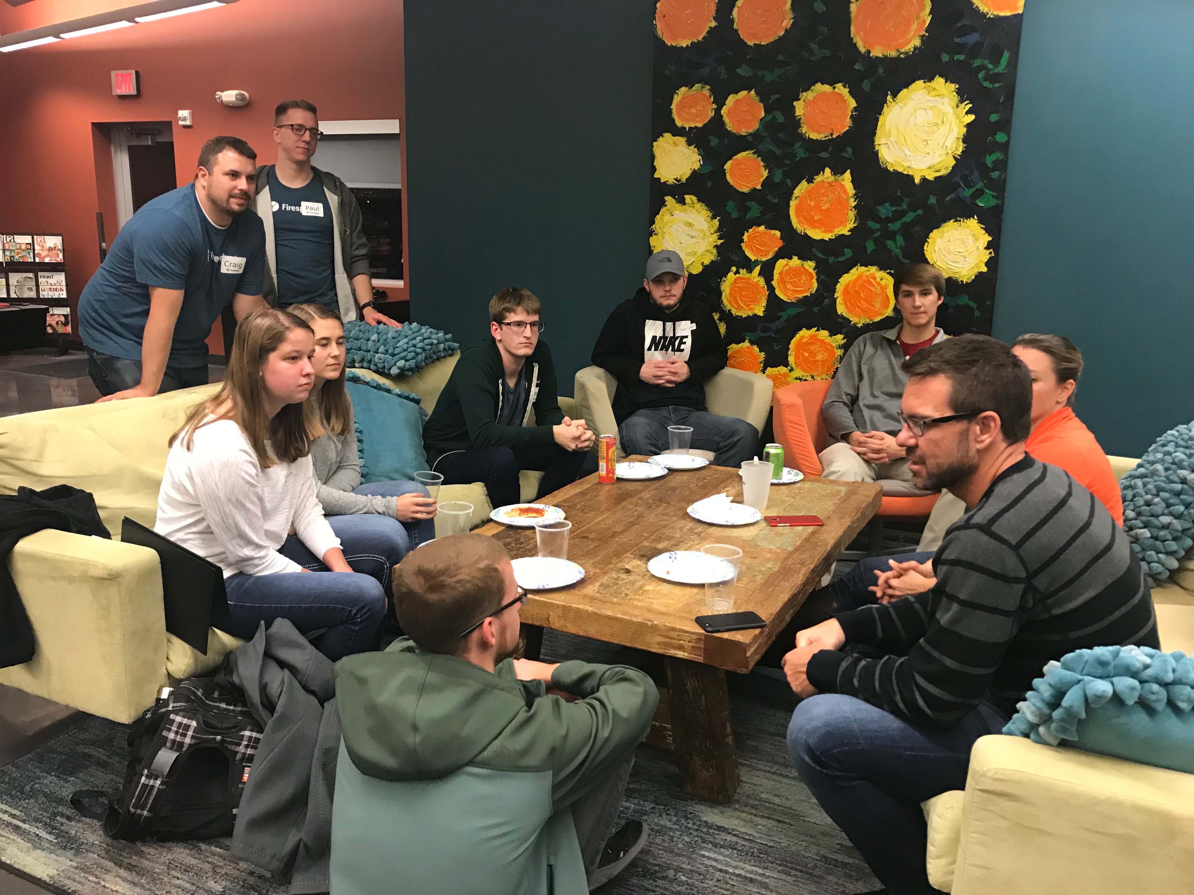 CSE students talk with Firespring CTO Jason Wilkinson at Firespring's State of the Practice event in November.