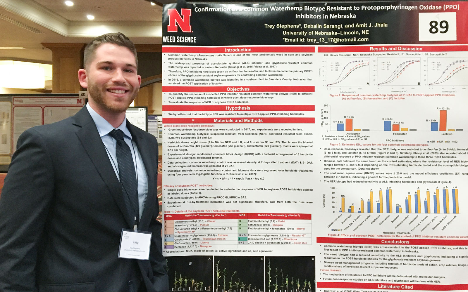 Trey Stephens received first place in the NCWSS Agronomic Crops undergraduate poster contest.