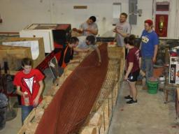 ASCE Concrete Canoe Team working to prepare its 2018 competition vessel.