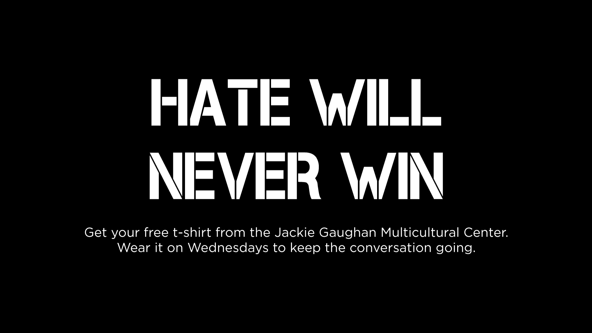 Free t-shirts available at the Jackie Gaughan Mulitcultural Center.