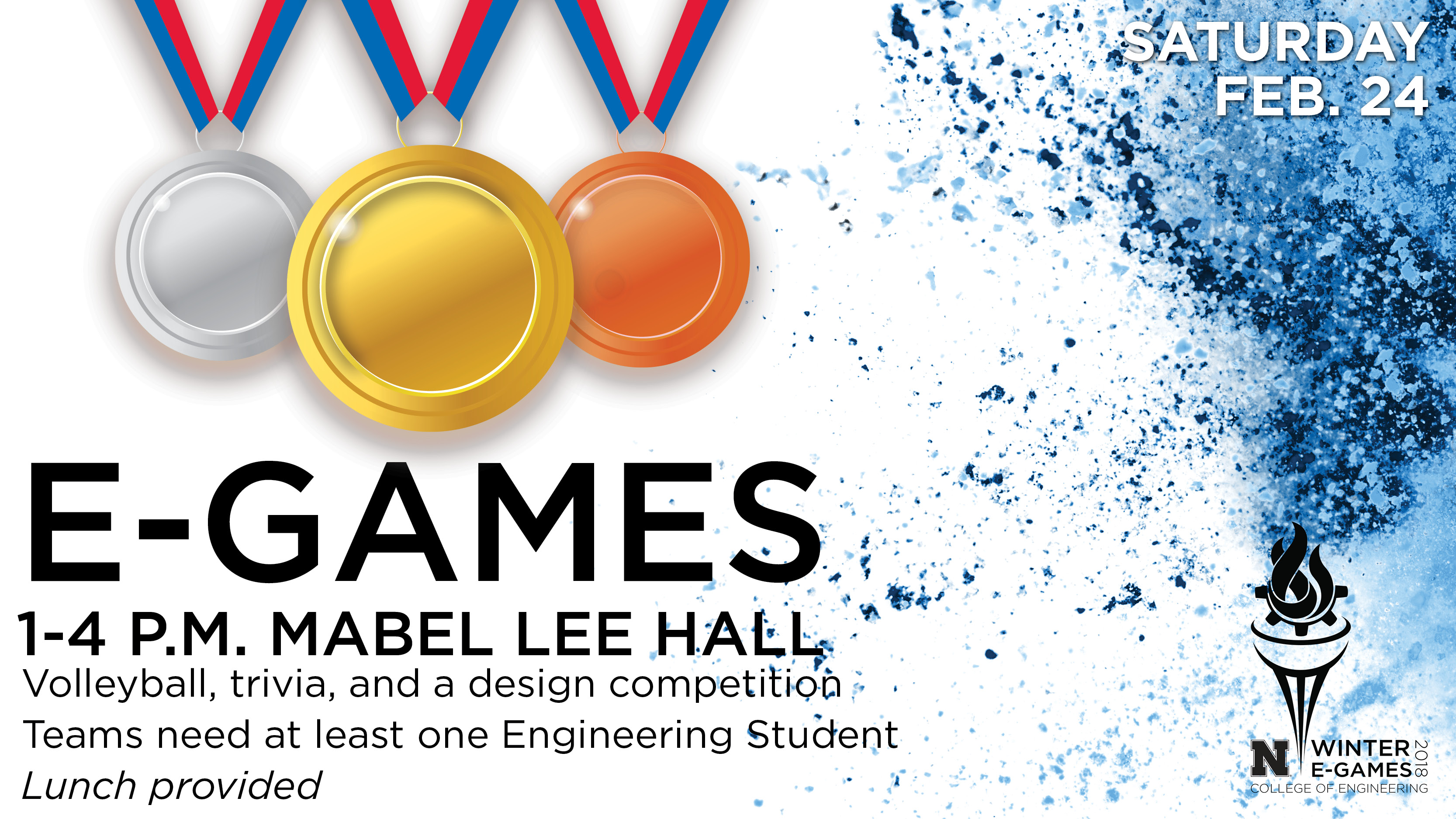 The E-Games are today, 1-4 p.m. in Mabel Lee Hall.