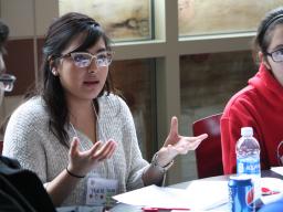 Student Yajaira Lopez-Villa engages in a discussion during 2017 Our Nebraska events.