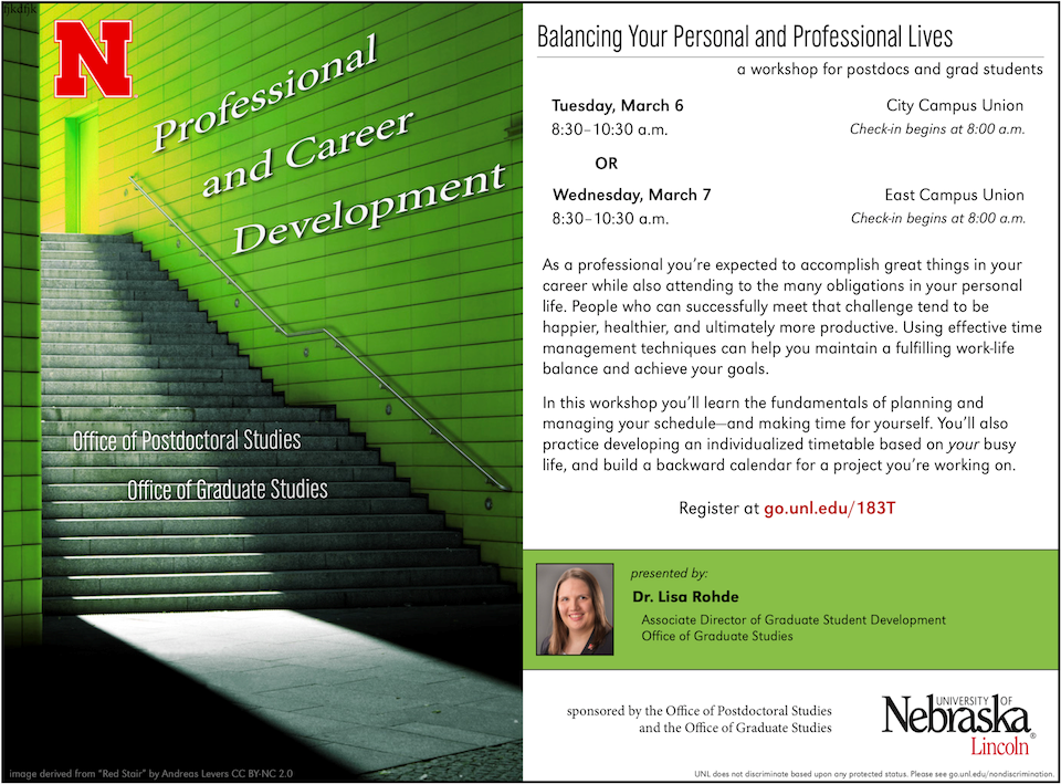 Balancing Your Personal and Professional Lives a workshop for postdocs and grad students