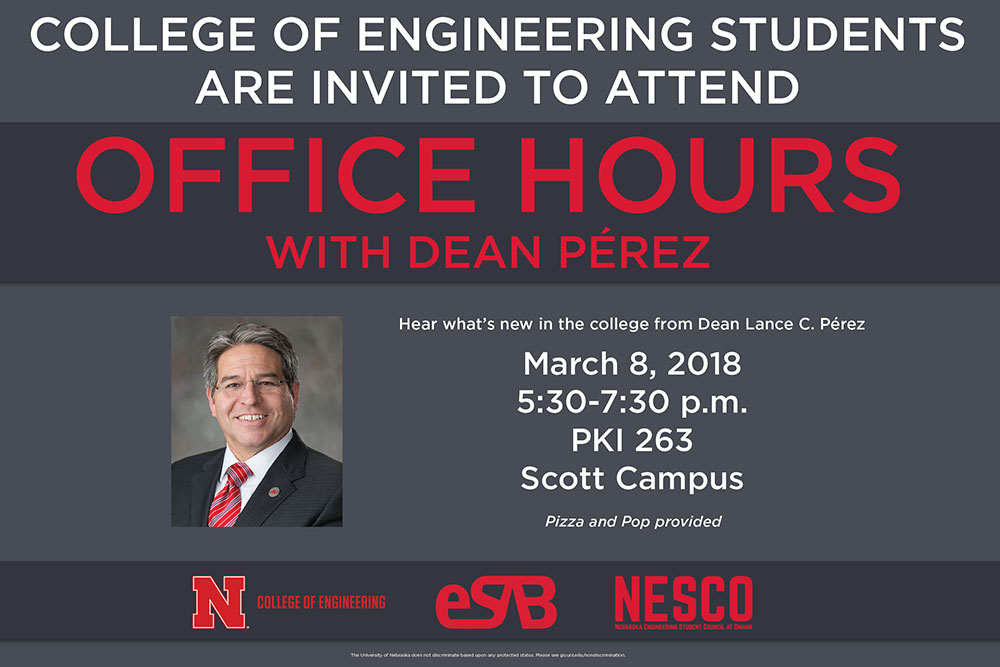 Office Hours with the Dean is set for Thursday in PKI 263.
