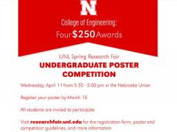 Registration for Spring Research Fair poster competition is open.