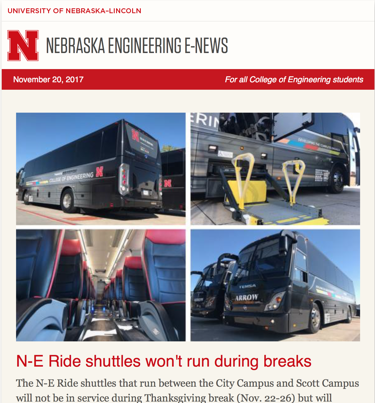Fill out the Nebraska Engineering News student survey and enter to win a t-shirt.w