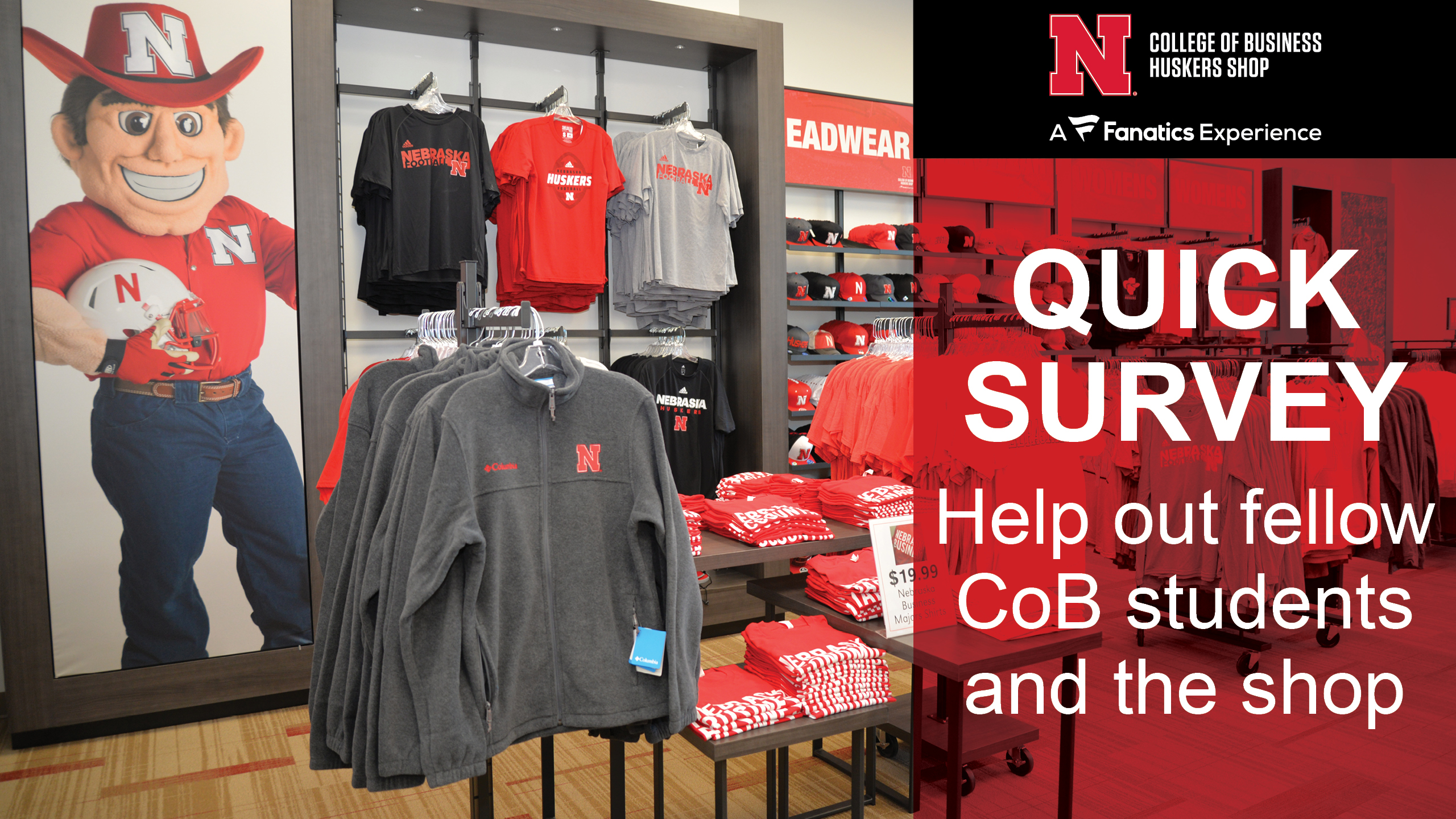 Help fellow students and the Huskers Shop!