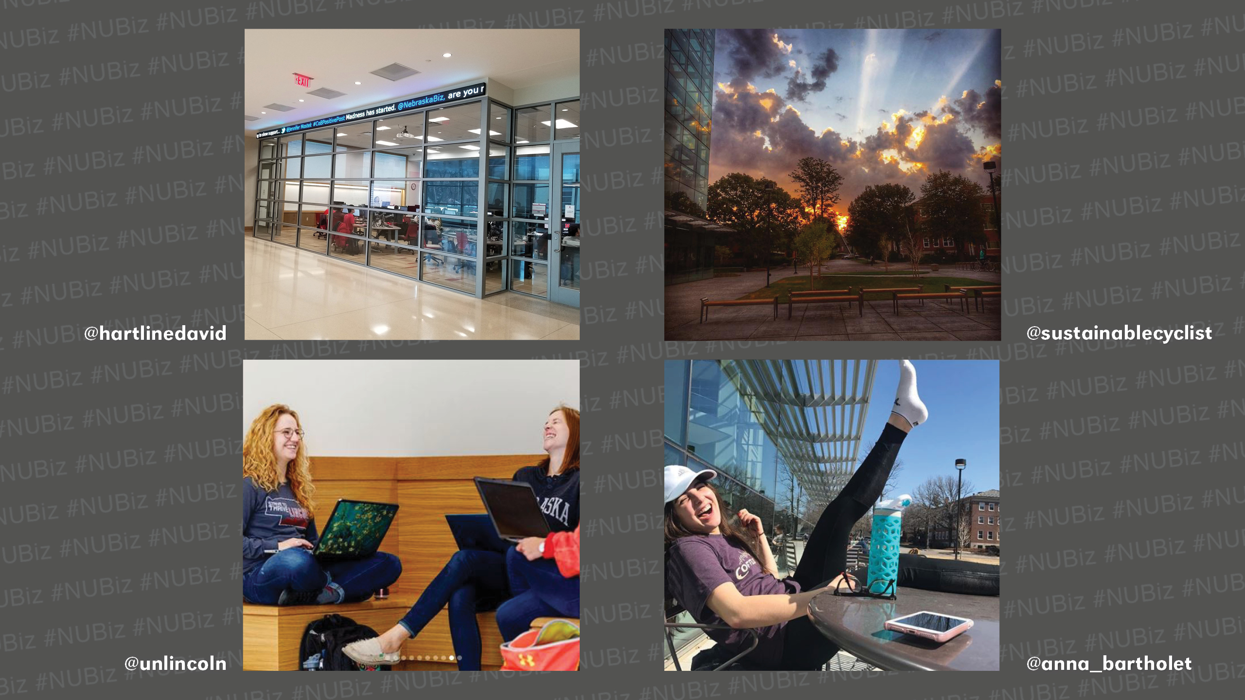 Tag your photos on Instagram and Twitter with #NUBiz to be featured next week. 