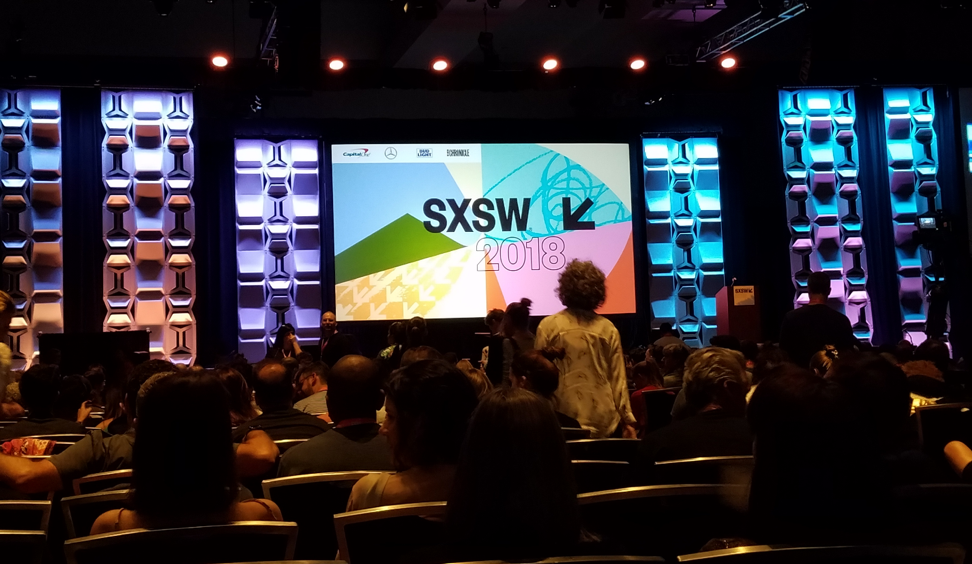Getting ready for a keynote speech at the main stage of South by Southwest.