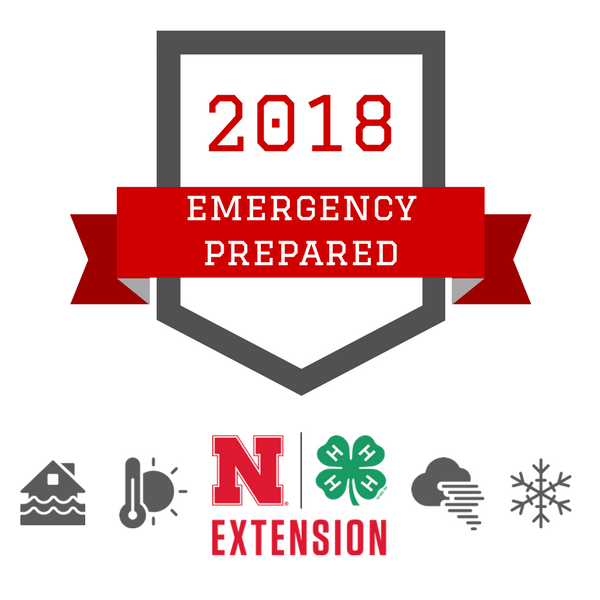 Nebraska Extension's "2018 Emergency Prepared" badge.