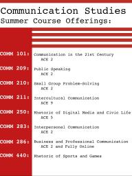 COMM Summer Course Offerings