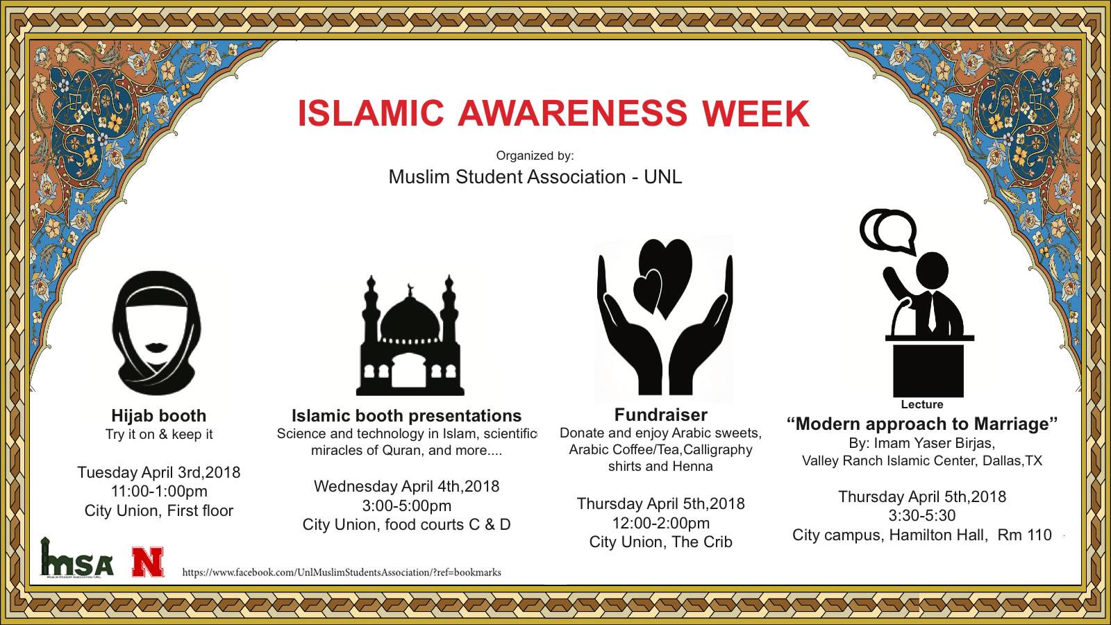 Islamic Awareness Week April 34 Announce University of Nebraska