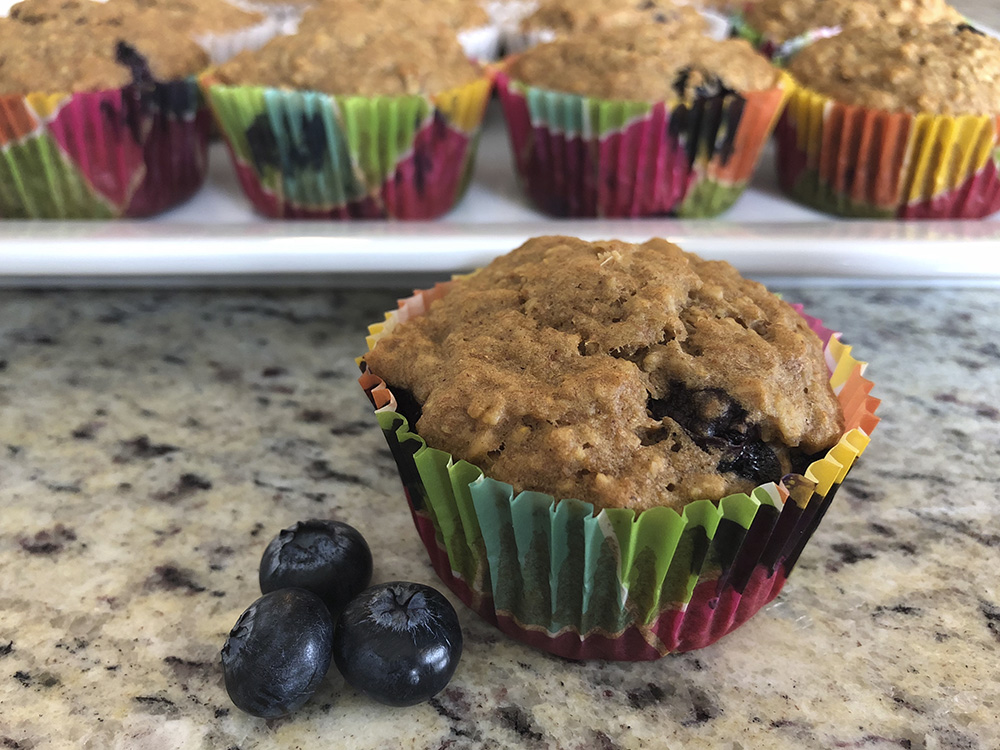 Applesauce Oatmeal Muffins With Blueberries