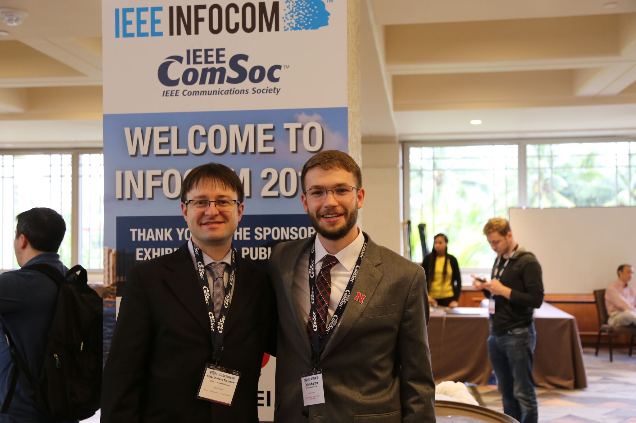 Massimiliano Pierobon and Colton Harper at IEEE INFOCOM 2018.