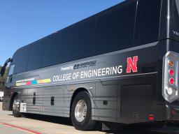 N-E Ride shuttle buses carry students, faculty and staff between Lincoln and Omaha.