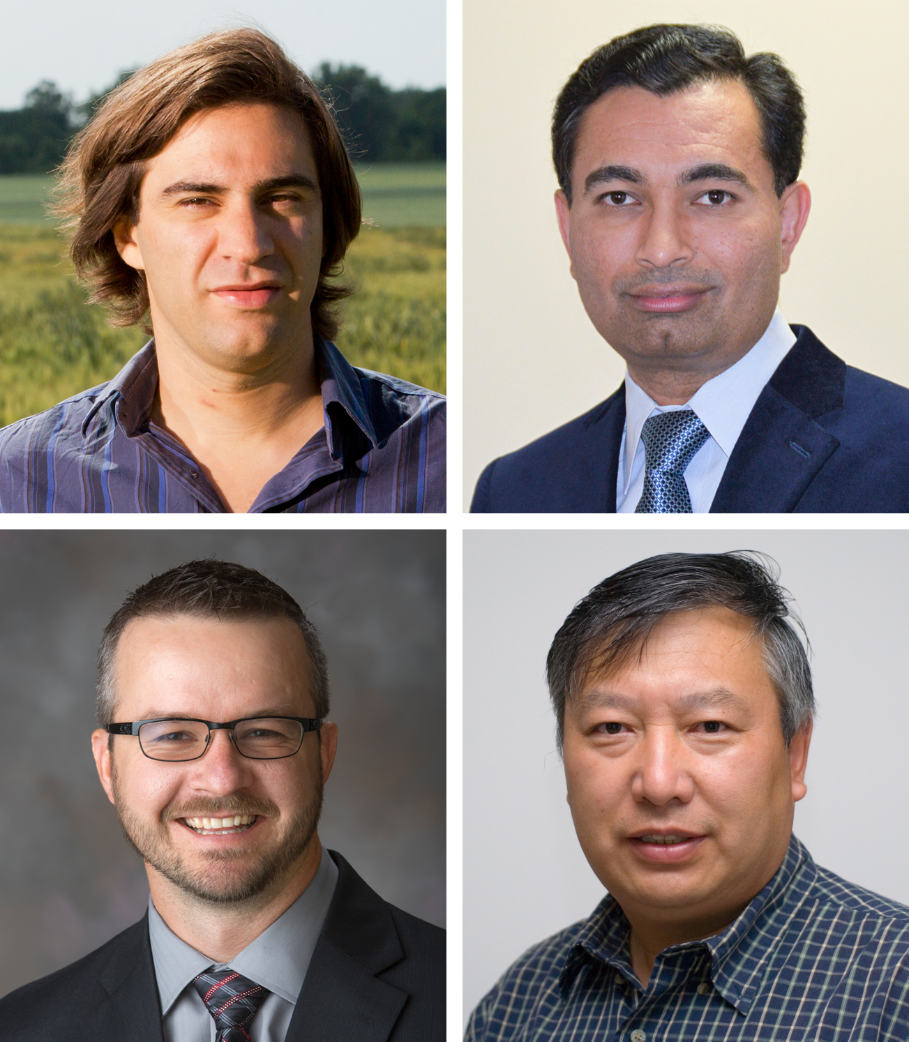  Patricio Grassini (from left), Amit Jhala, Dirac Twidwell and Haishun Yang will receive promotion and/or tenure in 2018.