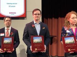 Alexander Jeffery (second from right) received the Nebraska Alumni Association's Early Achiever Award. Photo courtesy of the Nebraska Alumni Association.