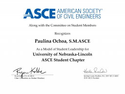 ASCE certificate for Paulina Ochoa