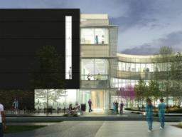 Rendering of the new University Health Center & College of Nursing building.