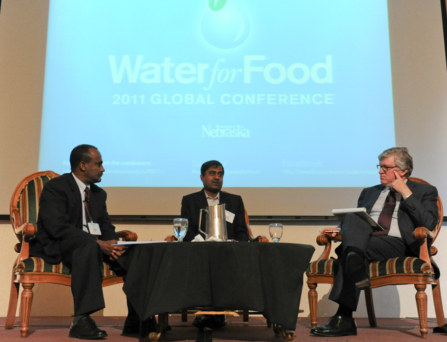 (From left) Kebede Ayele, country director, International Development Enterprises, Ethiopia; Soumen Biswas, executive director, Professional Assistance for Development Action, India, and Jeff Raikes, CEO, Bill & Melinda Gates Foundation discuss the world’