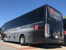 N-E Ride shuttle buses carry students, faculty and staff between Lincoln and Omaha.