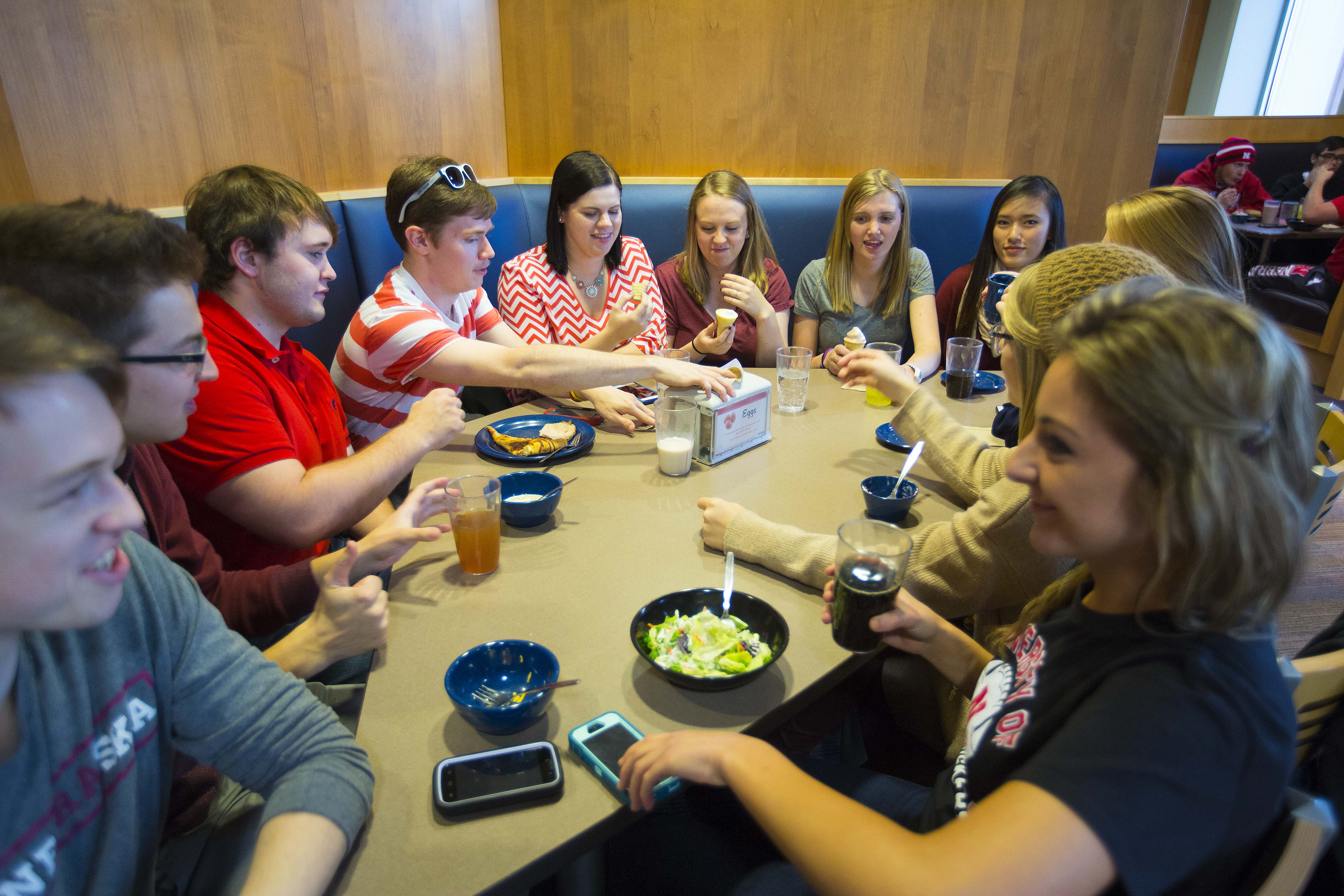 Students in the dining center.