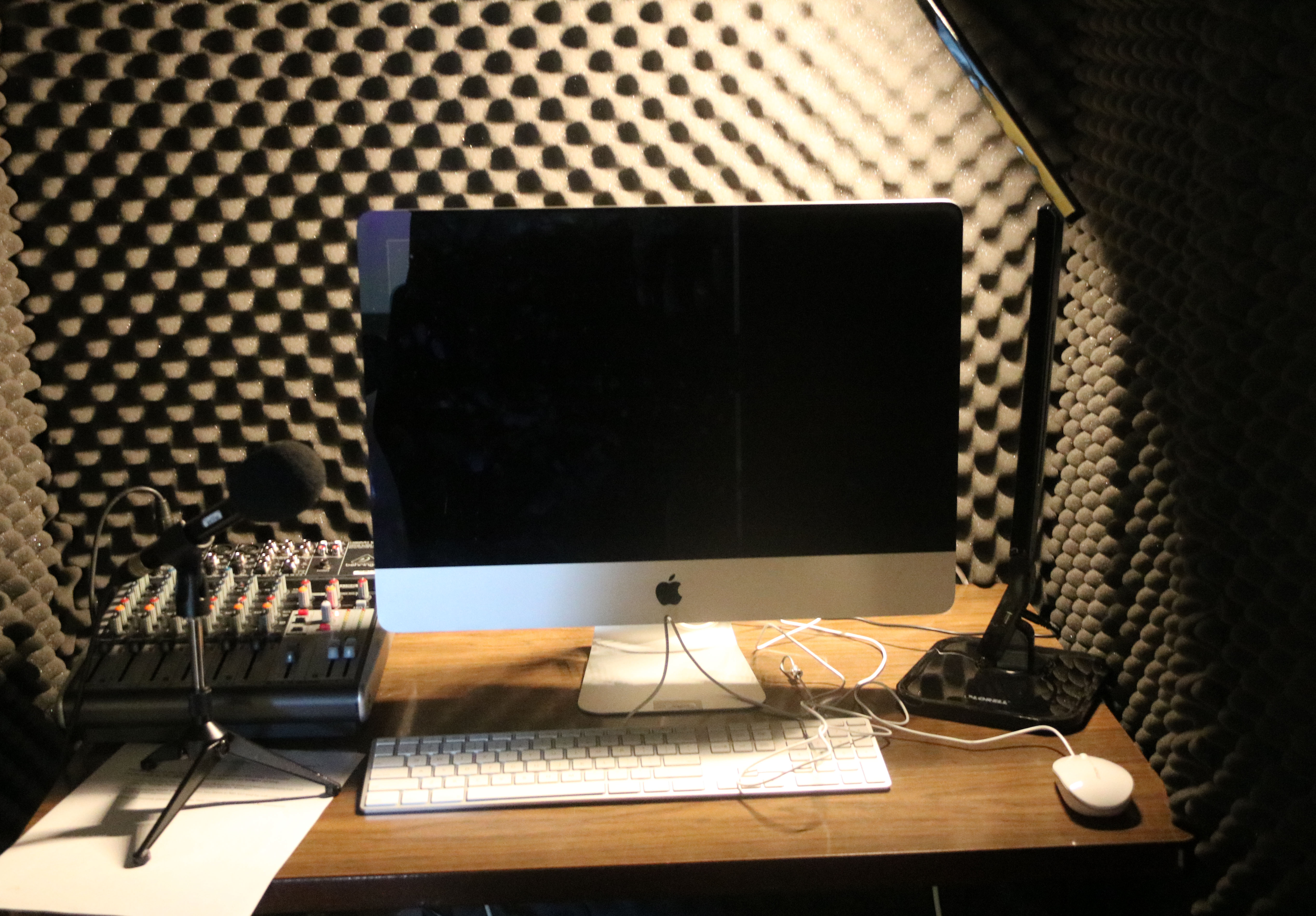 Studio 313 is located on the third floor of Andersen Hall. The SoundBooth (pictured) is located on the 2nd floor of Andersen Hall, behind the newsroom.