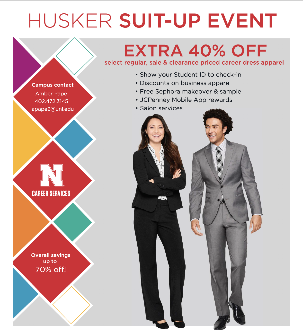 Husker Suit-Up event is Sept. 9 from 6:30-9:30 p.m. at JC Penney in Gateway Mall.